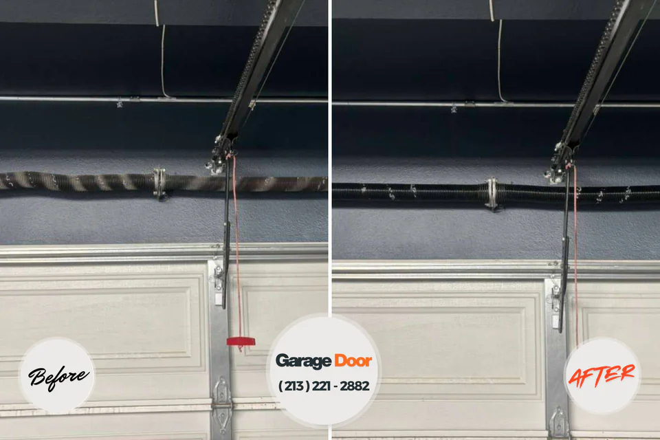 Before and after: garage door repair Glendora, CA
